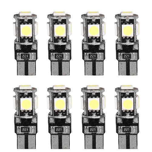 A2ZWORLD 8 Pezzi Lampada Led T10 W5W 194 168, 5 SMD 5050, Luce Auto Canbus, 12V 1.5W 100lm 25mm, Lampadina Bianco Freddo 6500K