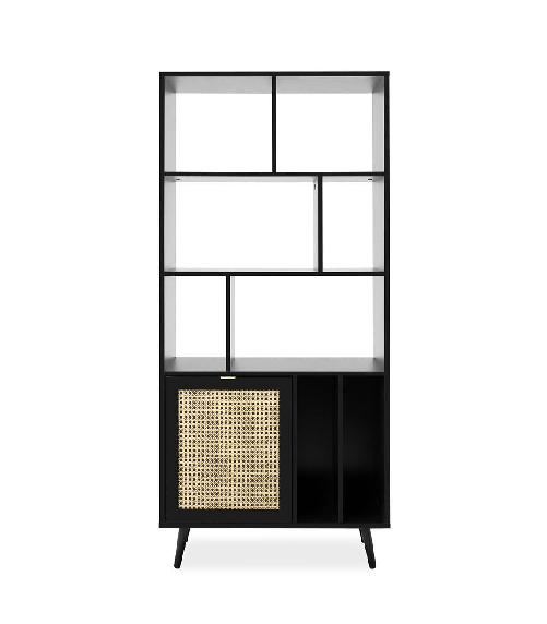 CaliCosy Libreria Daka 80 cm, 1 porta, colore: Nero/Natura