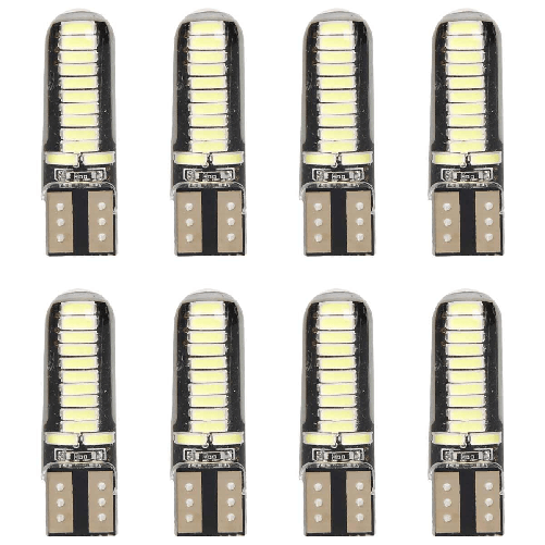 8 Pezzi Lampada Led T10 W5W 24 SMD 4014 12V 1.2W 40lm Bianco Freddo 6500K 34mm