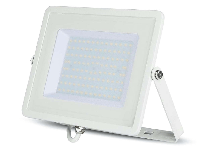 Faro Led Flood Light 100W IP65 Bianco Caldo 3000K Super Slim 30mm Carcassa Bianca Samsung Garanzia 5 Anni SKU-21415