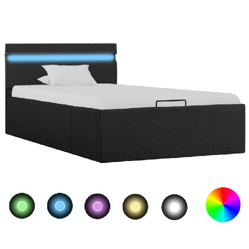 vidaXL Giroletto con Contenitore e LED Grigio Scuro Tessuto 100x200 cm