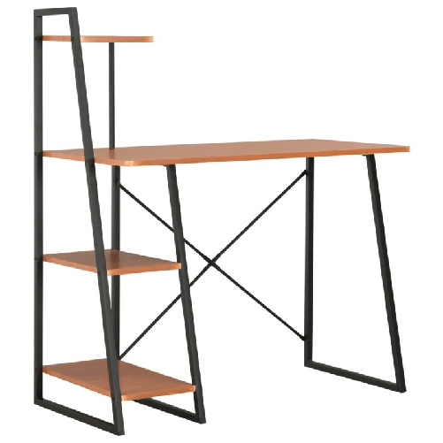 vidaXL Scrivania con Mensole Nera e Marrone 102x50x117 cm