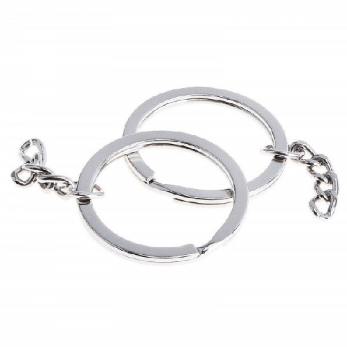 Trade Shop Traesio-set 30 Anelli Anello Spirale Con Catena Porta Chiavi Spaccati 30mm In Acciaio -