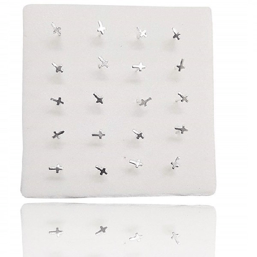 Trade Shop Traesio-set 3 Pezzi Piercing Orecchini Naso 2.5 Mm Croce Crocifisso Argento 925 Sterling -