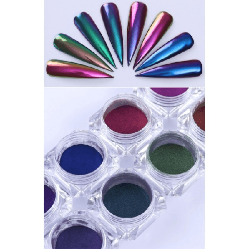 Trade Shop Traesio-polvere Pigmenti Scaglie Olografico Pennello Effetto Specchio Chrome Nail Art -