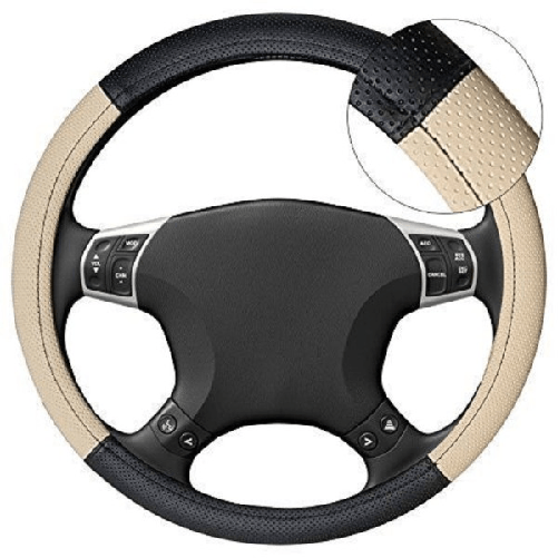 Trade Shop Traesio-coprivolante Copri Volante Diametro 38 Presa Comfort Auto Nero Beige -
