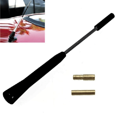 Antenna Alluminio Nero Auto Universale Fm Allungabile Esterna Stelo Autoradio Tuning -