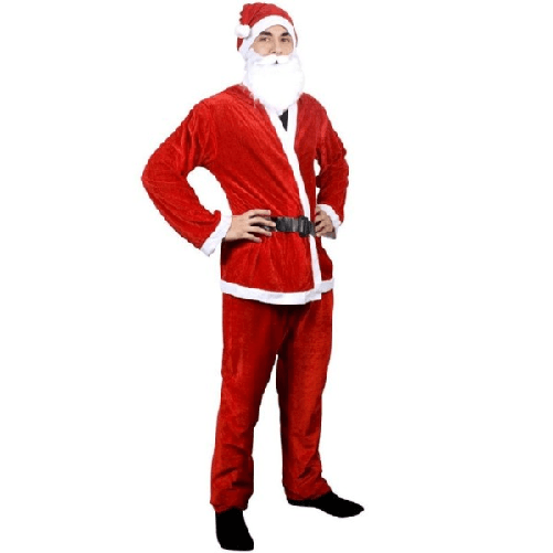 Trade Shop Traesio-vestito Abito Costume Uomo Travestimento Babbo Natale Universale 5 Pz Rosso -
