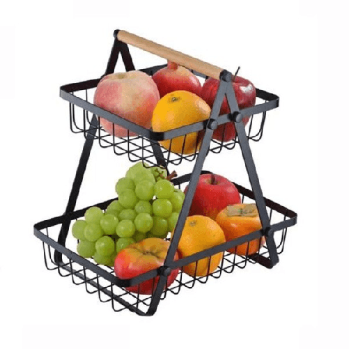 Trade Shop Traesio-cestino Per Frutta Pane Snack Verdura Alzatina Portatutto 2 Ripiani Contenitore -