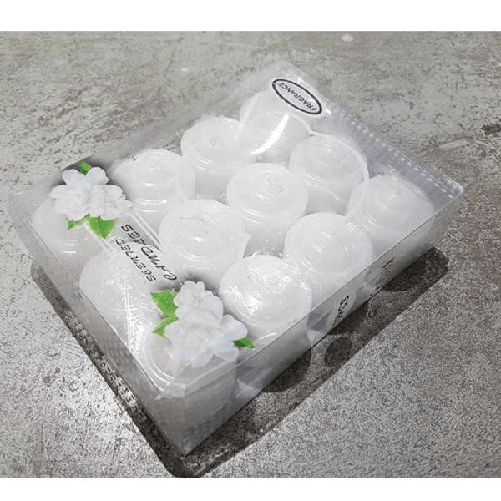 Trade Shop Traesio-set 12 Pezzi Candele Profumate Gelsomino Bianche Decorazione Votive 23gr -