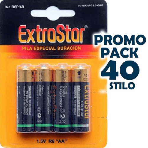 Trade Shop Traesio-confezione Batterie Pile Pila Stilo Aa R6 1.5v 40 Pile 10 Confezioni Da 4 Aa -
