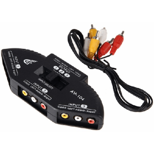 Trade Shop Traesio-switch Triplo Av 3 In 1 Out Multi Box Rca Video Audio Per Giochi Tv Dvd Camera -