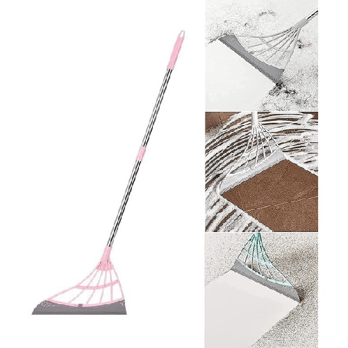 Trade Shop Traesio-scopa Pieghevole 2 In 1 Tergivetro Mop In Silicone Spazza E Lava Pavimenti Vetri -