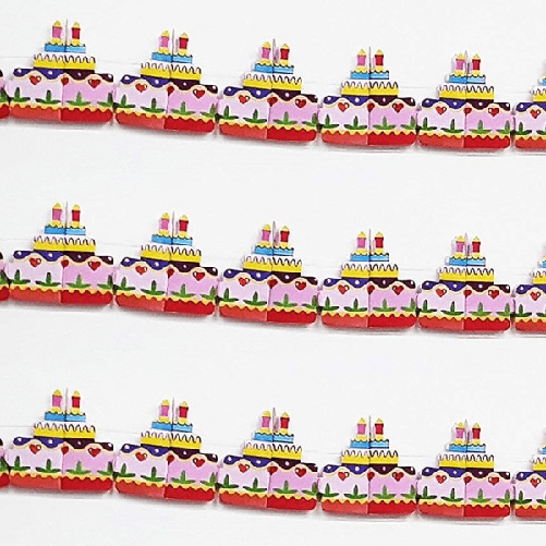 Trade Shop Traesio-set 3 Pezzi Festoni Carta Torta Candeline 3m Torte Cake Bandierine Festone Feste -