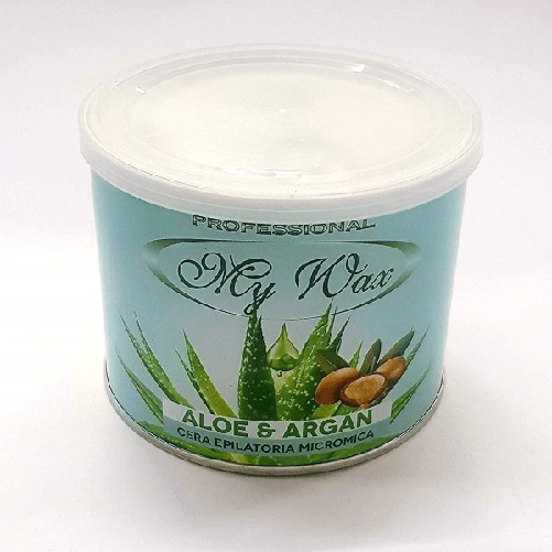 Trade Shop Traesio-barattolo Cera Depilatoria Liposolubile Aloe Argan 400 Ml Depilazione Ceretta -