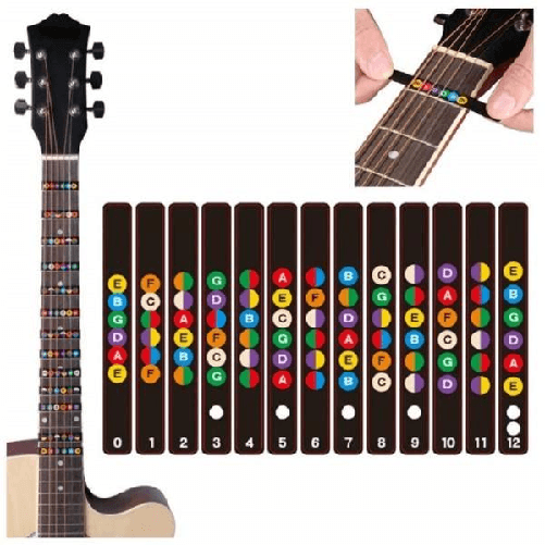 Set Etichette Adesive Per Chitarra Insegnare Tastiera Imparare Uso Della Chitarra Corde -