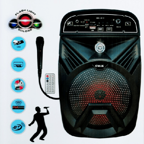 Cassa Amplificata Karaoke Portatile Con Microfono Radio Dj Bluetooth Telecomando -