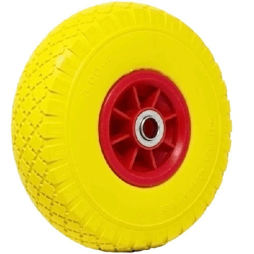 Trade Shop Traesio-ruota Piena Antiforatura Pu Gialla Carrello Carriola 25cm Cerchio In Plastica -