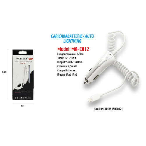 Trade Shop Traesio-caricatore Per Auto Usb Smartphone Caricabatteria Ricarica 5v-1000ma Cavo Apple -