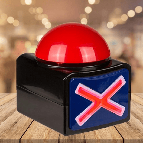 Buzzer In Plastica Con Luce Led Effetti Sonori Altoparlante Quiz Show Gioco Tv -