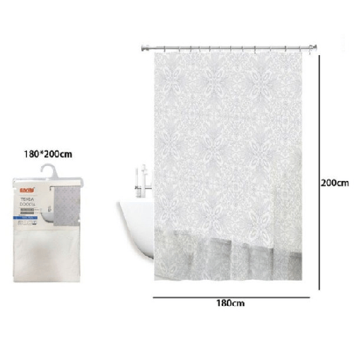 Cleafe-tenda Doccia Vasca Bianca Impermeabile Pvc 180 X 200cm Decorata Con Foglie 69513 -