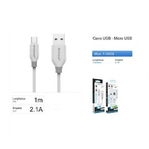Cavo Usb A Micro Usb 2.1a Ricarica Veloce Dati Filo Ultra Resistente 1 Mt F-s024 -