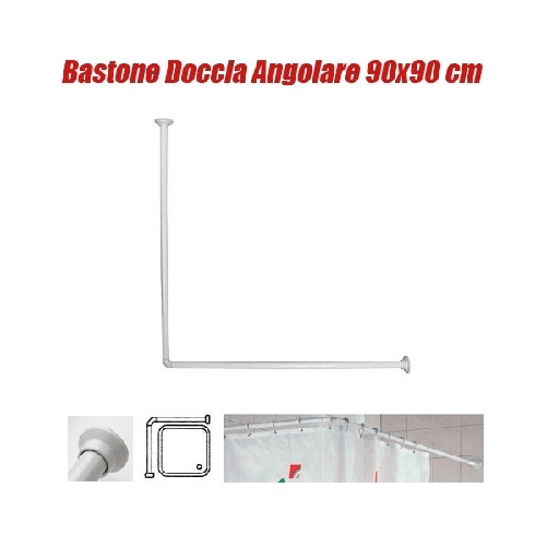 Trade Shop Traesio-telaio Tenda Tende Bastone Asta Doccia E Vasca Da Bagno Colore Bianco 90 X 90 Cm -