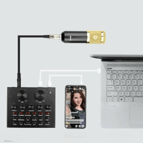 Trade Shop Traesio-scheda Audio Esterna Bluetooth Per Dirette Steaming Mixer Pc Cellulare Dal Vivo -