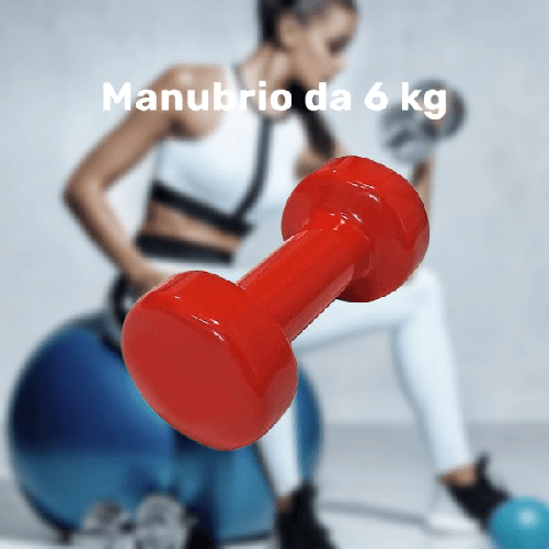 Trade Shop Traesio-manubrio Singolo 6 Kg In Vinile Allenamento Esercizi Casa Palestra Workout Fit -