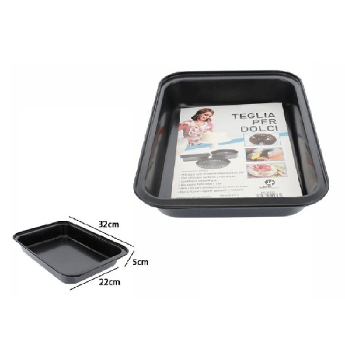 Trade Shop Traesio-teglia Tortiera Antiaderente Rettangolare Forno Per Dolce Salato 22x32x5cm 59953 -