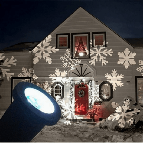 Trade Shop Traesio-proiettore Faretto Led Effetto Fiocco Di Neve Bianca Addobbi Natale Per Esterno -