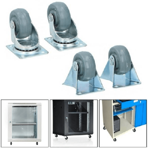 Trade Shop Traesio-set 4 Ruote Girevoli Multiuso Per Mobili Carrello 5 Cm Rotelle In Gomma Grigio -