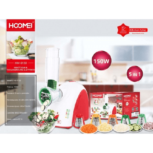 Trade Shop Traesio-taglia Verdure Elettrico Tagliaverdura 150 Watt Con 5 Accessori Intercambiali -