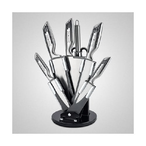 Set 8 Coltelli Forbici In Acciaio Da Cucina Carne Royalty Line Affilacoltelli -