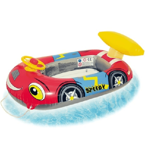 Canotto Gonfiabile Auto Gioco Per Bambini Con Volante 100x62x25 Cm Mare Piscina -