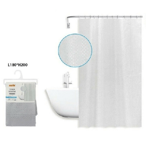Tenda Doccia Antimuffa Impermeabile 180x200 Cm Anelli Grigia Texture Rombi 59821 -
