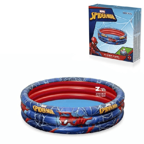 Piscina Gonfiabile Spiderman L'uomo Ragno 3 Anelli 122x30cm Per Bambini 2+ 98018 -