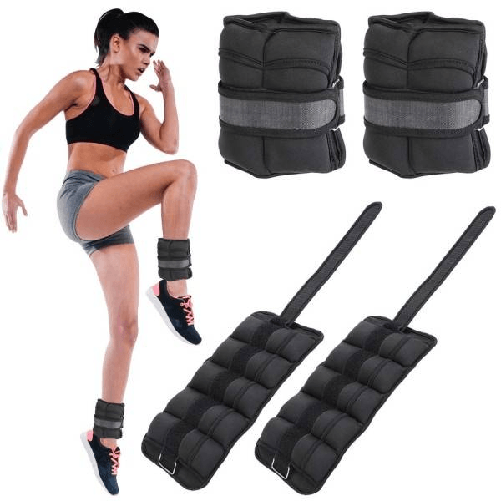 Trade Shop Traesio-set 2 Pesi Polsi E Caviglie 2,25 Kg Allenamento Palestra Aerobica Fitness Nero -