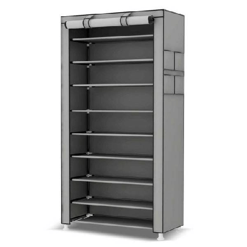 Scarpiera Salvaspazio 10 Ripiani 27paia Di Scarpe Scaffale Acciaio E Tessuto Tnt -
