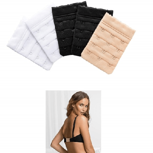 Fibbie Fibbia 3 Pezzi Prolunga Reggiseno Cc6397 Nero Bianco 3 Ganci 4 File 50mm -