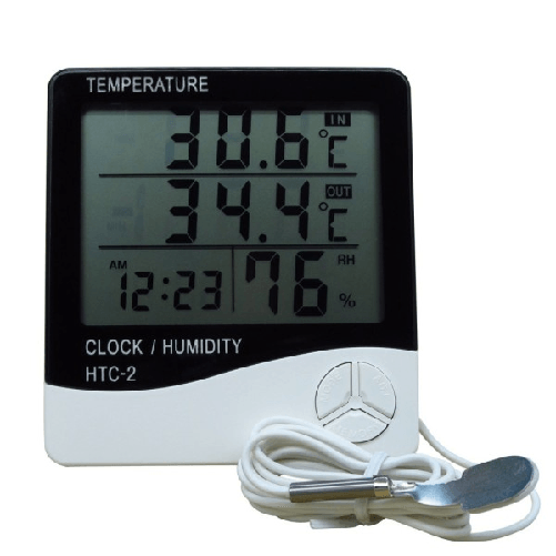 Termometro Igrometro Digitale Temperatura Umidita' Ora Data Casa Htc-2 Con Sonda -