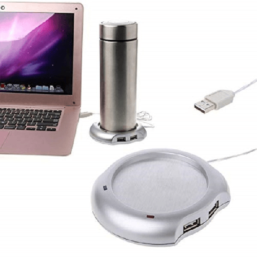 Scaldatazza Bicchiere Elettrico 4 Porte Usb Pc Laptop Sottobicchiere Tè Caffè Tisana -