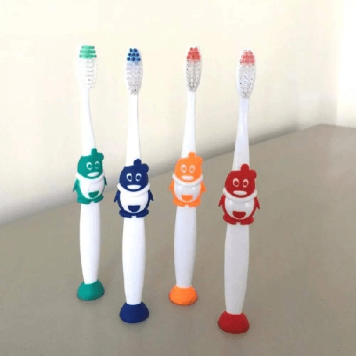 Trade Shop Traesio-spazzolino Spazzolini Pinguino 2 Pezzi Denti Bambini Tascabile Setola Morbida -
