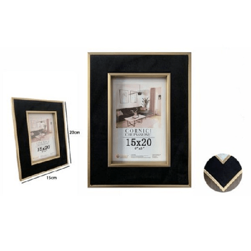 Trade Shop Traesio-portafoto Cornice Per Foto Poster Quadri Tele 15x20 Cm Nera Con Bordi Oro 70302 -