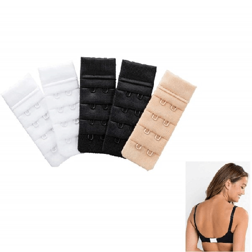 Trade Shop Traesio-fibbie Fibbia 3 Pezzi Prolunga Reggiseno Cc6398 Nero Bianco 2 Ganci 3 File 28mm -