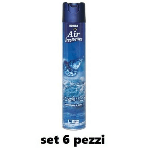 Trade Shop Traesio-set 6 Pz Deodorante Per Ambiente Spray Profumo Casa Fresco 300 Ml Oceano -