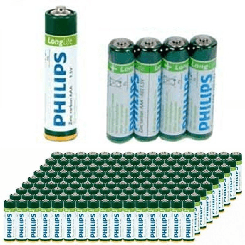 Trade Shop Traesio-144 X Batterie Pile Ministilo Philips Zinco Carbon Longlife Batteria Aaa R3 1,5v -