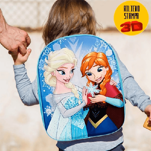 Trade Shop Traesio-zainetto Frozen Elsa Anna Stampa Rilievo 3d Bambine Scuola Asilo Tempo Libero -