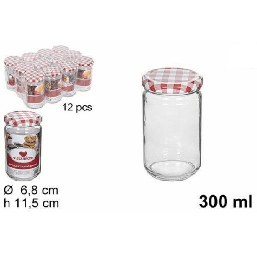 Trade Shop Traesio-set 12 Pz Contenitore Barattolo In Vetro Con Coperchio Barattolini 300ml 114653 -