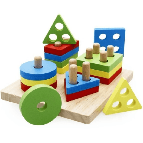 Costruzioni In Legno Forme Impilabili Insegnare Forme Gioco Didattici Educativo -